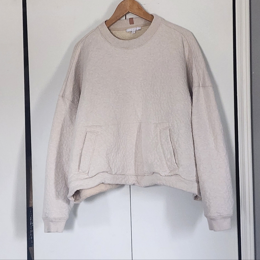 lunya Cream Quilted Pullover Sweatshirt